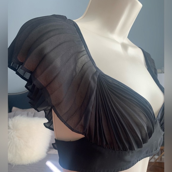 Kiki de montparnasse. pleated chiffon top. bra top. - Picture 5 of 10